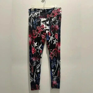 DEAMC Women's Graffiti Print Leggings Black Polyester Spandex NWOT​​